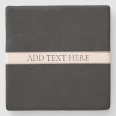 Lichtroze Blush Stripe & Elegante Bewerkbare Tekst Stenen Onderzetter (Voorkant)