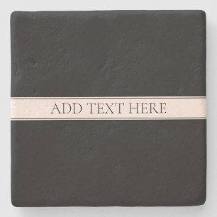 Lichtroze Blush Stripe & Elegante Bewerkbare Tekst Stenen Onderzetter