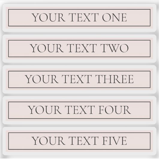 Lichtroze Blush Stripe & Elegante Bewerkbare Tekst Sticker (Voorkant)