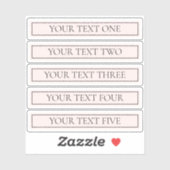 Lichtroze Blush Stripe & Elegante Bewerkbare Tekst Sticker (Vel)