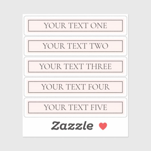 Lichtroze Blush Stripe & Elegante Bewerkbare Tekst Sticker (Vel)