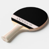 Lichtroze Blush Stripe & Elegante Bewerkbare Tekst Tafeltennisbatje (Voorkant Gekanteld)