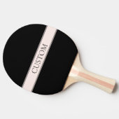 Lichtroze Blush Stripe & Elegante Bewerkbare Tekst Tafeltennisbatje (Zijkant)