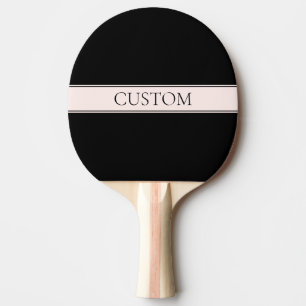 Lichtroze Blush Stripe & Elegante Bewerkbare Tekst Tafeltennisbatje