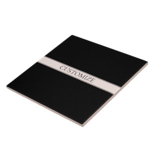 Lichtroze Blush Stripe & Elegante Bewerkbare Tekst Tegeltje