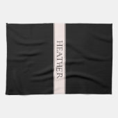 Lichtroze Blush Stripe & Elegante Bewerkbare Tekst Theedoek (Horizontaal)