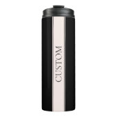 Lichtroze Blush Stripe & Elegante Bewerkbare Tekst Thermosbeker (Voorkant)