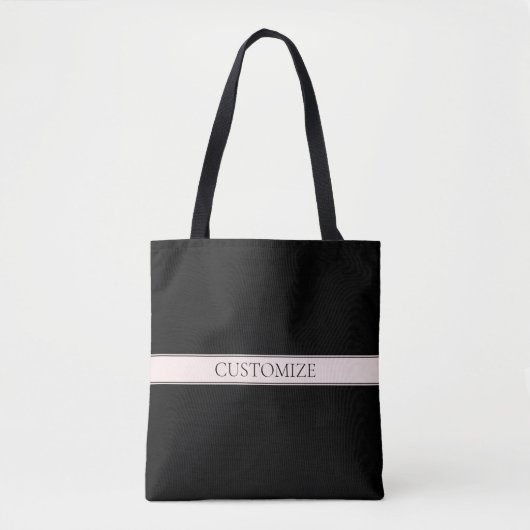 Lichtroze Blush Stripe & Elegante Bewerkbare Tekst Tote Bag (Voorkant)