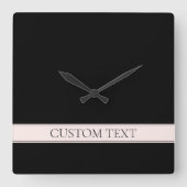 Lichtroze Blush Stripe & Elegante Bewerkbare Tekst Vierkante Klok (Voorkant)