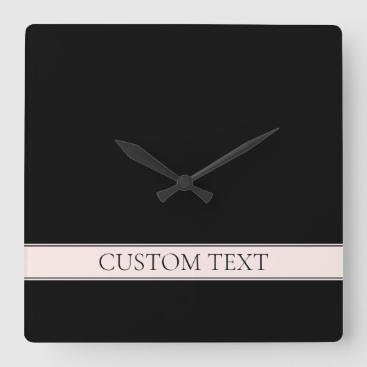 Lichtroze Blush Stripe & Elegante Bewerkbare Tekst Vierkante Klok (Voorkant)
