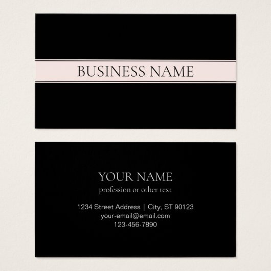 Lichtroze Blush Stripe & Elegante Bewerkbare Tekst Visitekaartje (Voorkant /achterkant)