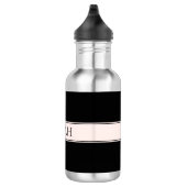 Lichtroze Blush Stripe & Elegante Bewerkbare Tekst Waterfles (Rechts)