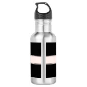 Lichtroze Blush Stripe & Elegante Bewerkbare Tekst Waterfles (Achterkant)