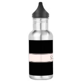 Lichtroze Blush Stripe & Elegante Bewerkbare Tekst Waterfles (Links)