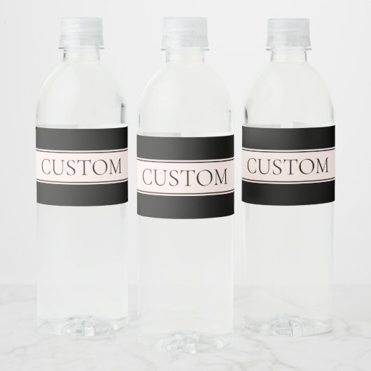 Lichtroze Blush Stripe & Elegante Bewerkbare Tekst Waterfles Etiket (Flessen)