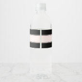 Lichtroze Blush Stripe & Elegante Bewerkbare Tekst Waterfles Etiket (Achterkant)