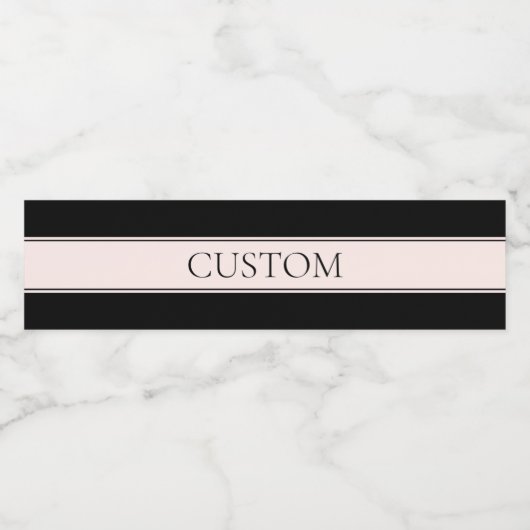 Lichtroze Blush Stripe & Elegante Bewerkbare Tekst Waterfles Etiket (Enkel label)