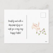 Lichtroze bos Kleine Konijn Gelukkig Pasgeboost Feestdagenkaart (Achterkant)