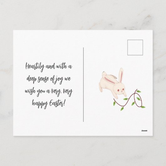 Lichtroze bos Kleine Konijn Gelukkig Pasgeboost Feestdagenkaart (Achterkant)