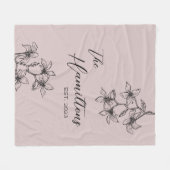 Lichtroze botanische familie fleece deken (Voorkant (Horizontaal))