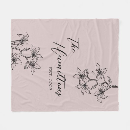 Lichtroze botanische familie fleece deken (Voorkant (Horizontaal))