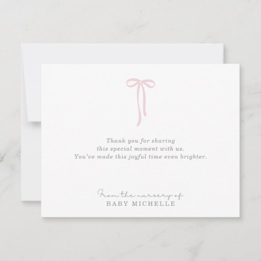 Lichtroze Bow, van de kwekerij van, tekstkaart Kaart (Voorkant)