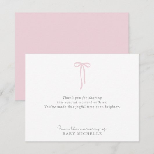 Lichtroze Bow, van de kwekerij van, tekstkaart Kaart (Voorkant / Achterkant)