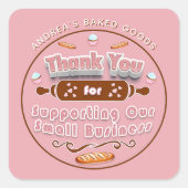Lichtroze bruin Bakkerij Zakelijk Custom Dank u Vierkante Sticker (Voorkant)
