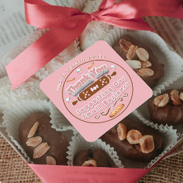 Lichtroze bruin Bakkerij Zakelijk Custom Dank u Vierkante Sticker