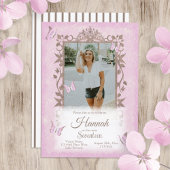 Lichtroze bruine vlinders verjaardagsfeestje kaart