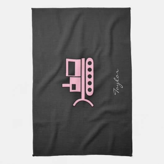 lichtroze bulldozer theedoek (Verticaal)