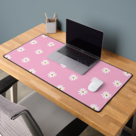 Lichtroze bureaumat met elegante bloemen