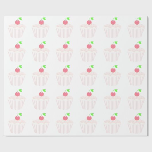 Lichtroze cake met Cherry op top Cadeaupapier (Vlak)