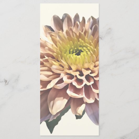Lichtroze chrysanten bruiloft menu (Achterkant)