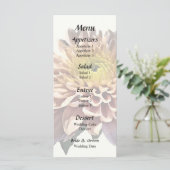 Lichtroze chrysanten bruiloft menu (Staand voorkant)