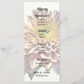 Lichtroze chrysanten bruiloft menu (Voorkant)