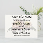 Lichtroze chrysanten save the date (Staand voorkant)