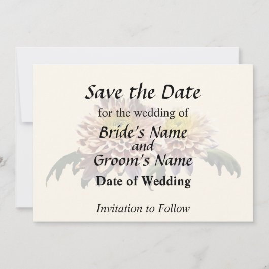 Lichtroze chrysanten save the date (Voorkant)