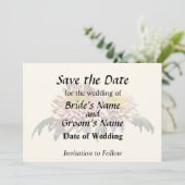 Lichtroze chrysanten save the date (Staand voorkant)