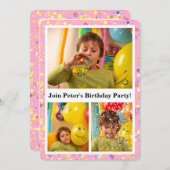 Lichtroze Confetti  foto's en tekst Kaart (Voorkant / Achterkant)