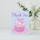 Lichtroze Cupcake Bord Bedankt Postkaart (Staand voorkant)