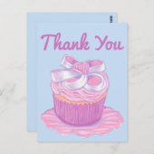 Lichtroze Cupcake Bord Bedankt Postkaart (Voorkant / Achterkant)