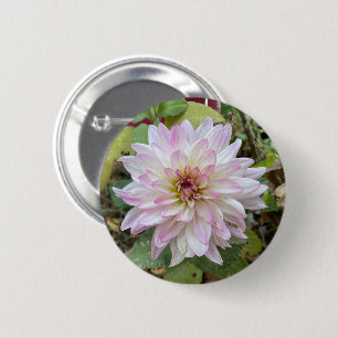 Lichtroze Dahlia met Roze Punten Ronde Button 5,7 Cm