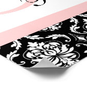 Lichtroze Damask Monogram Weddenschappen Receptie Poster (Hoek)