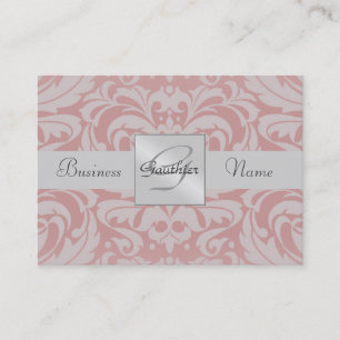 Lichtroze Damask Silver Ribbon Visitekaartje