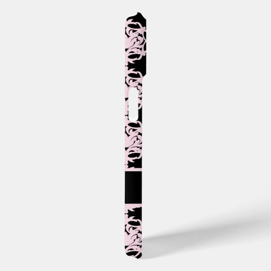 Lichtroze Damast op Zwart Case-Mate iPhone Case (Achterkant / Rechts)