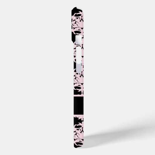 Lichtroze Damast op Zwart Case-Mate iPhone Case (Achterkant / Links)
