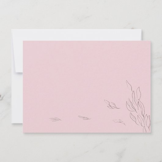 Lichtroze Dank u met de hand getrokken bladeren El Bedankkaart (Achterkant)