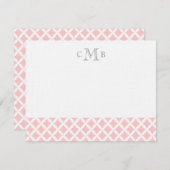 Lichtroze diamanten bruiloft monogram briefpapier notitiekaartje (Voorkant / Achterkant)