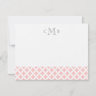 Lichtroze diamanten bruiloft monogram briefpapier notitiekaartje